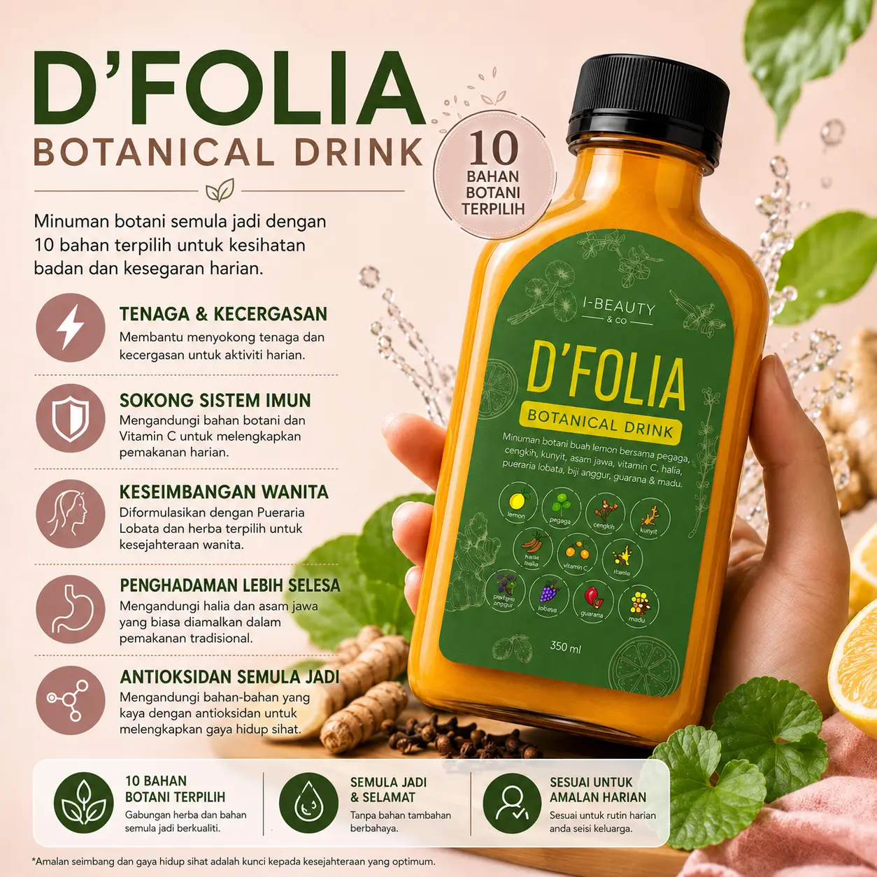D'Folia Botanical Drink — 10 Premium Botanical Ingredients